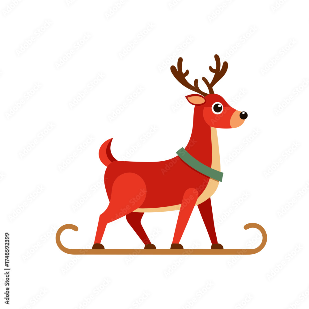 Obraz premium Charming red reindeer gracefully pulls a sleigh in a whimsical christmas scene
