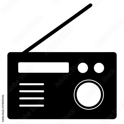 Radio Silhouette Icon Flat Design Emergency Communication Device Vector Graphic