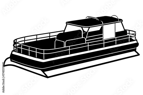 Boat on Water Waves Illustration Calm Nautical Vector Art for Creative Projects