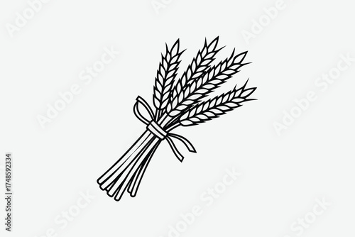 Simple illustration of wheat stalks tied together a striking silhouette