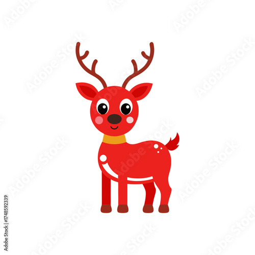 Adorable red nosed rudolph deer character for festive holiday and christmas themed projects