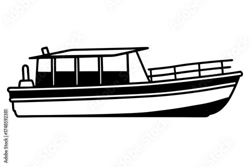 Boat on Water Waves Illustration Calm Nautical Vector Art for Creative Projects