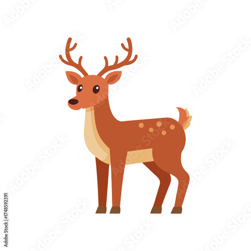 Charming cartoon reindeer standing proudly with antlers and spots awaiting winter holidays