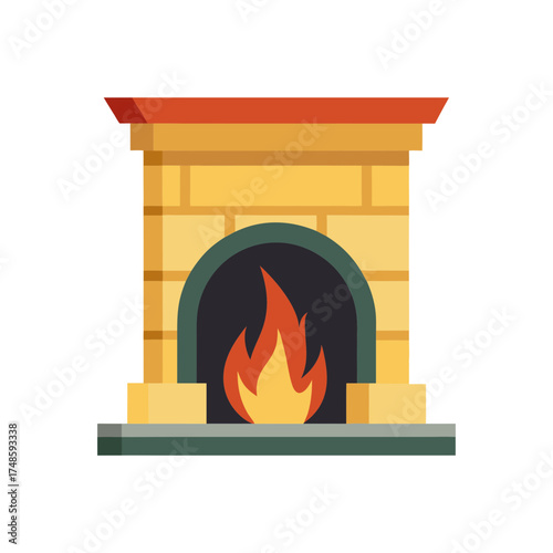 Cozy fireplace with warm flickering flames beautifully rendered for home decor and comfort