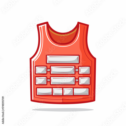 Red Bulletproof Vest Icon 