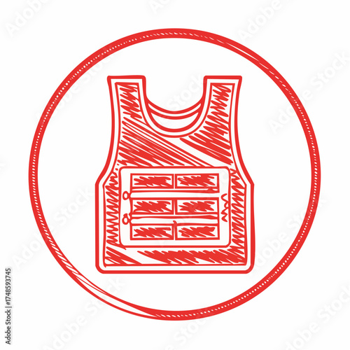 Red Bulletproof Vest Icon 