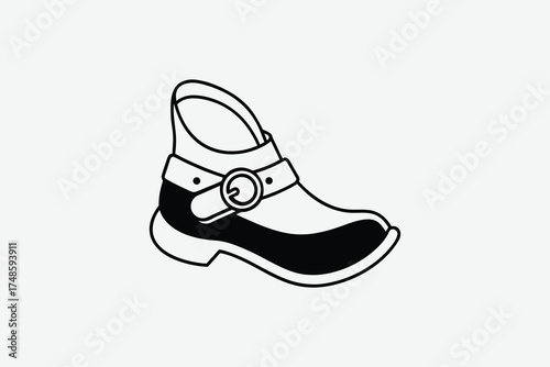 Detailed illustration of a classic mary jane shoe design silhouette