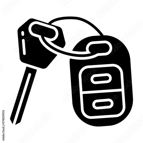 Car key icon in solid design 