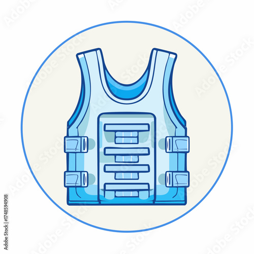 Blue Bulletproof Vest Icon 