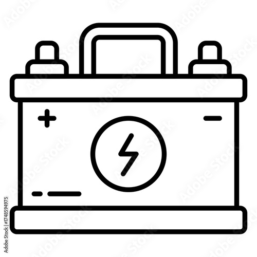 Car battery icon in linear design