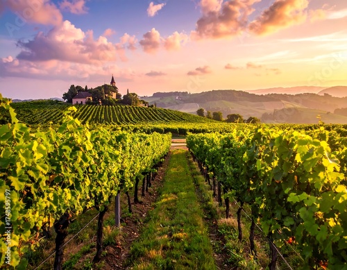 Vineyard landscape at sunset (1)