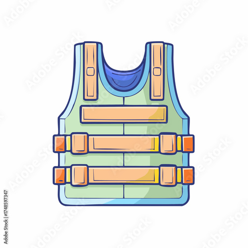 Colorful Outline Doodle Style Bulletproof Vest Icon 
