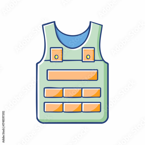 Colorful Outline Doodle Style Bulletproof Vest Icon 
