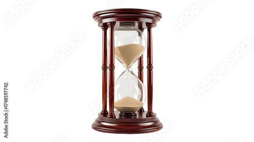 Wooden Hourglass With Sand Halfway Through On Black Background