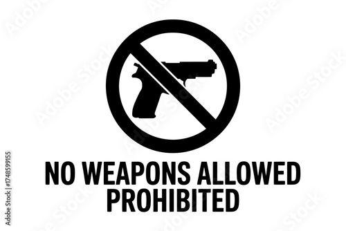 No Weapons Allowed Prohibited Sign Symbol Illustration for Safety and Security Awareness in Public Places Promoting Peace and Order