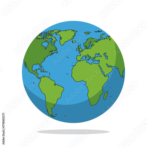 Vibrant cartoon Earth globe showcases continents and oceans in a dynamic, simplified style perfect for educational and global themes.