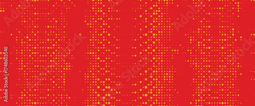 Vibrant halftone background with glowing yellow and red pixel dots creating abstract texture dynamic heatmap style energy pattern digital visualization concept perfect for graphic design use