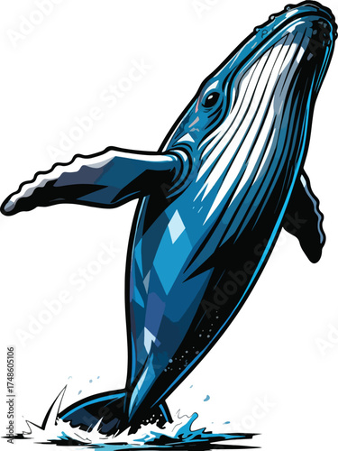 huge-humpback-whale-breaching-surface-strait-georgia-vancouver-island-canada illustration