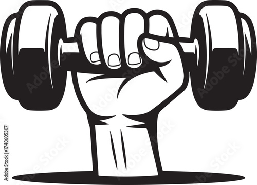 Strong fist holding dumbbell symbolizing strength fitness and healthy lifestyle