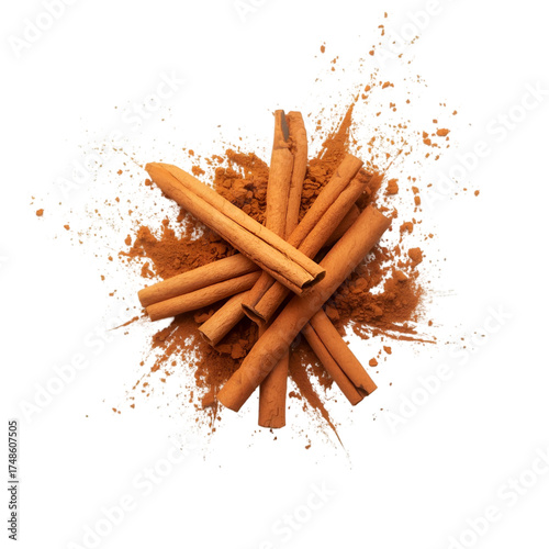 cinnamon sticks on white
