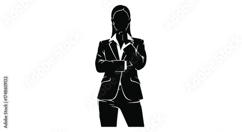 Confident woman in business suit standing with arms crossed, symbolizing strength and professionalism