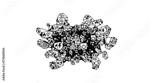 Abstract cluster of energy and technology icons, symbolizing power and innovation