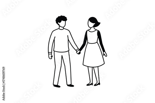 Couple holding hands together a minimalist and simple image silhouette