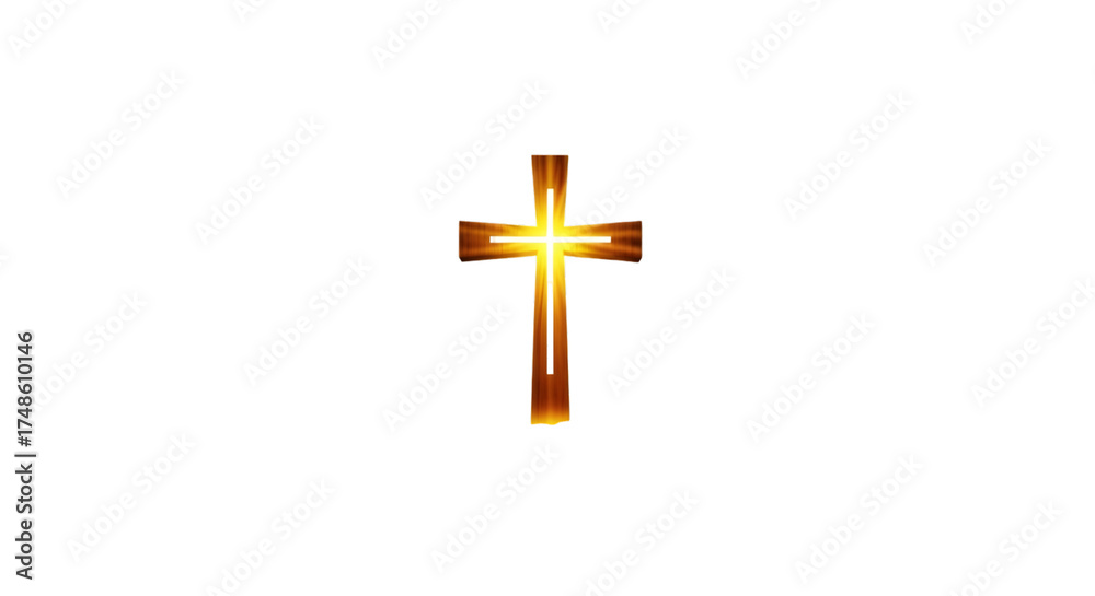Obraz premium Glowing Golden Christian Cross on Black religion faith