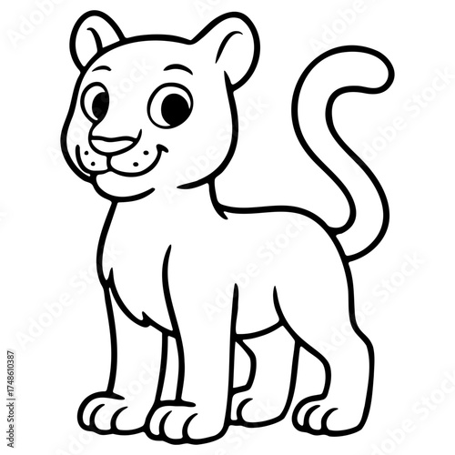 ilustracion lineal de animales del perú, puma