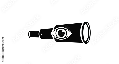 Telescope with an eye symbol representing observation and discovery