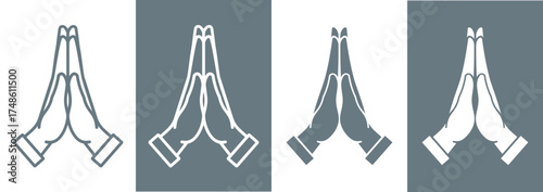 Prayer icon. Emoji of clasped hands, palms. Symbol of request, apology, or gratitude. Pictogram for "please," "thank you," or "thank you." Christian hands gesture or Thanksgiving Day.