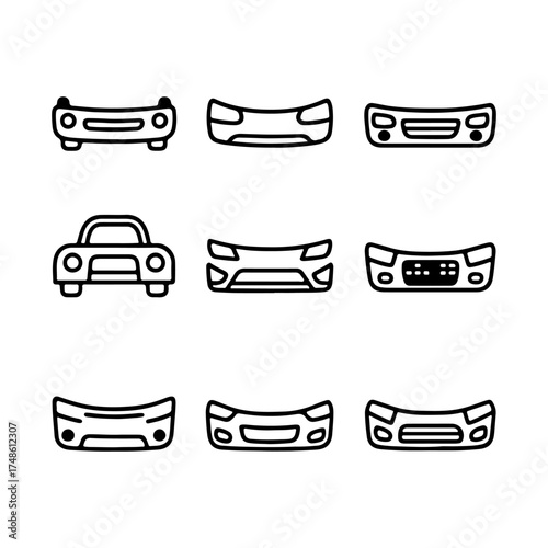 set of outline icons car bumpers vector on a white background
set of 9 line icons, vector, on a white background