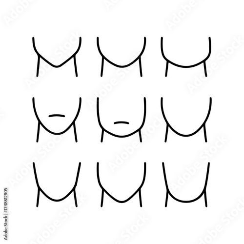 set of outline icons chins vector on a white background
set of 9 line icons, vector, on a white background
