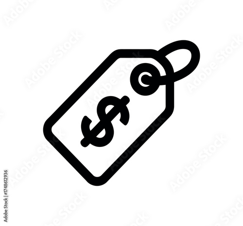 Vector art of black and white price tag with dollar sign vector illustration