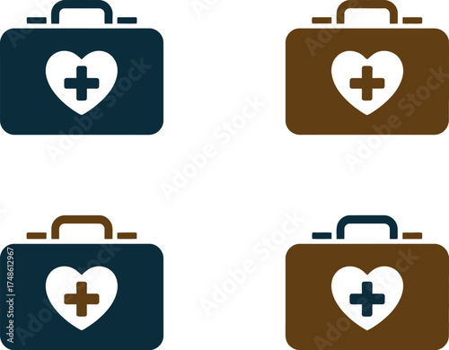 Vector art of medical suitcase with heart and cross vector illustration