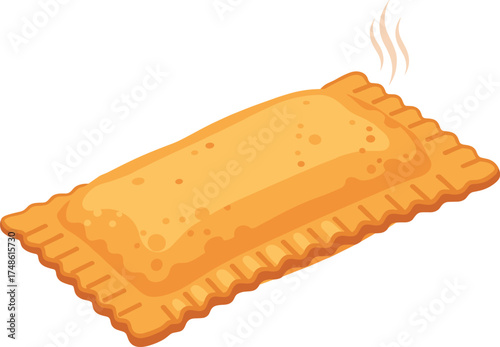 Cartoon illustration of a toaster pastry with steam on transparent background