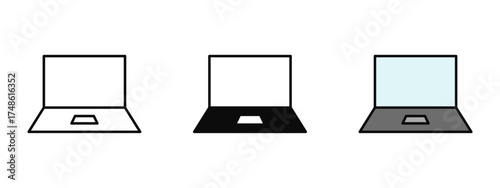 Laptop icon in stroke, fill, and color style with a white background, perfect for technology, online learning, work, and digital design projects.