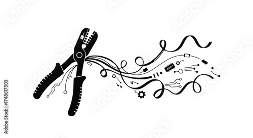Stripping wires from electrical pliers creates a flow of technology components