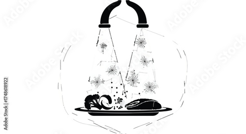 Creative concept of digital cleaning with a computer mouse on a platter under water jets.