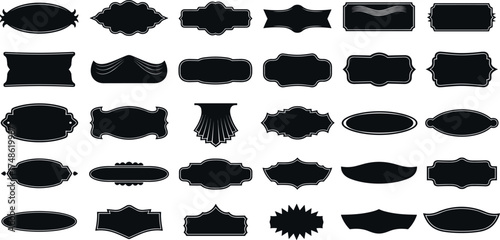 Variety of Vintage Style Banner and Label Silhouettes for Design and Decoration