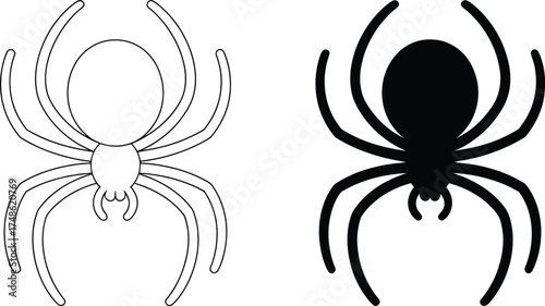 Spider Icon Set Arachnid Web Crawling Insect Symbol