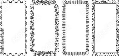 Collection of decorative graphic frames and borders with unique designs and patterns