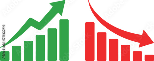 Bar Graphs of Growth and Decline Up Down Trend Statistic Vector