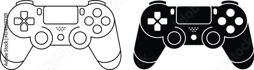 Joystick Gamepad Controller Line and Solid Icons Device Equipment