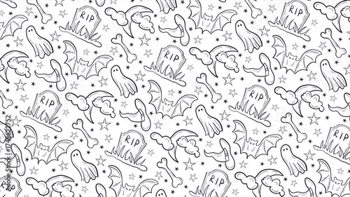Halloween doodle background pattern on a seamless loop