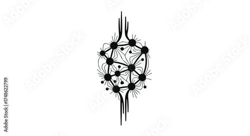 Abstract network of interconnected nodes and lines representing data flow and complex connections