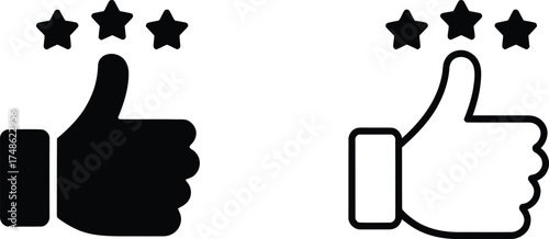 Thumbs Up Icon Vector Like Feedback Quality Rating Review Customer Approval