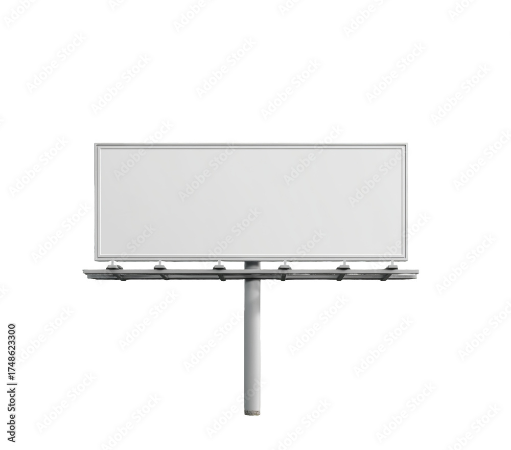 Obraz premium Blank White Billboard on Pole isolated on a transparent background