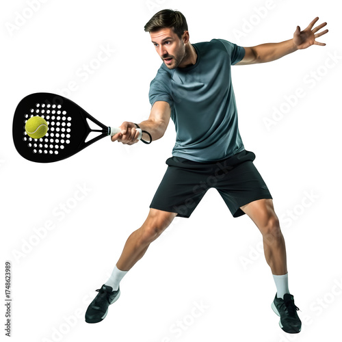 man playing padel tennis hitting the ball