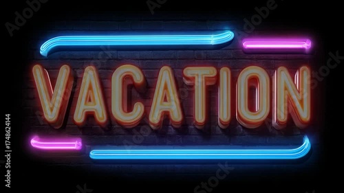 Bright neon sign for vacation ambiance in vibrant nightlife